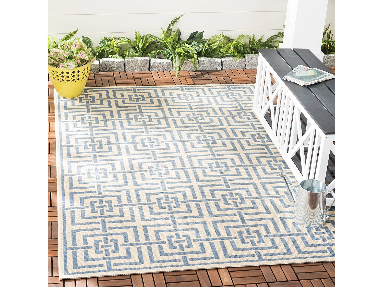 Tapis Neutre/Bleu 79 X 152 cm - Lipari