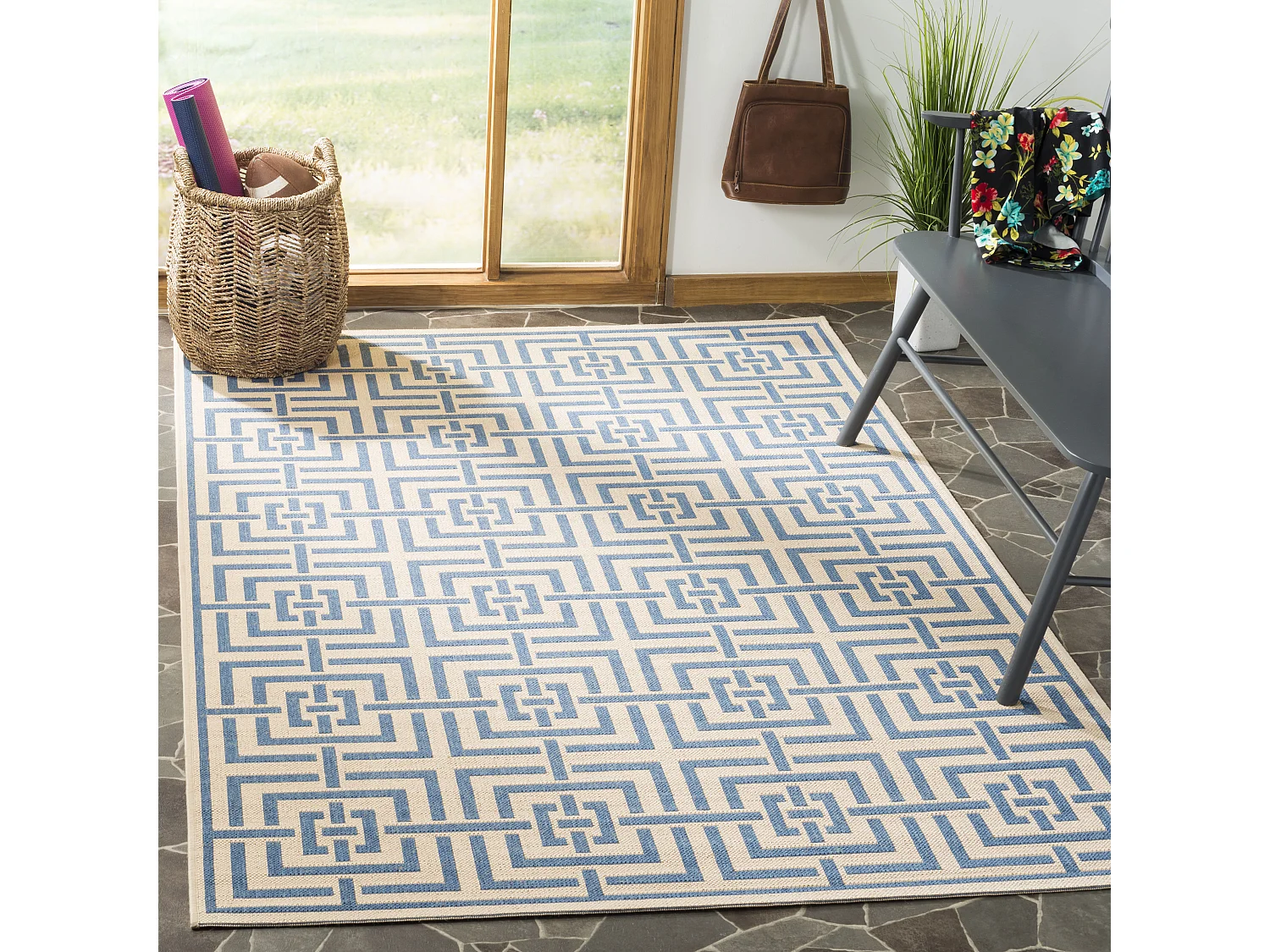 Tapis Neutre/Bleu 79 X 152 cm - Lipari