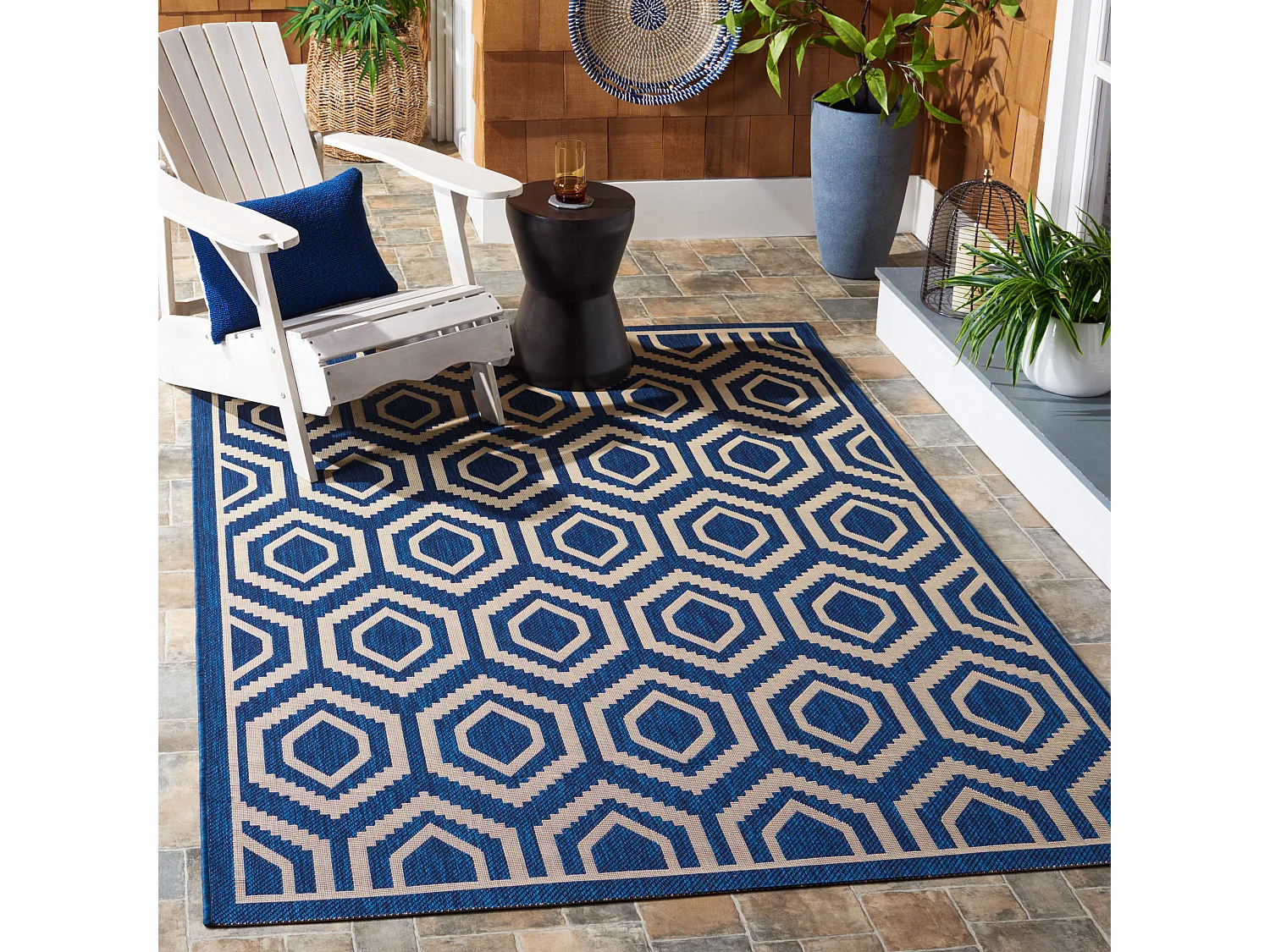 Tapis Bleu Marine/Neutre 122 X 170 cm - Zariah