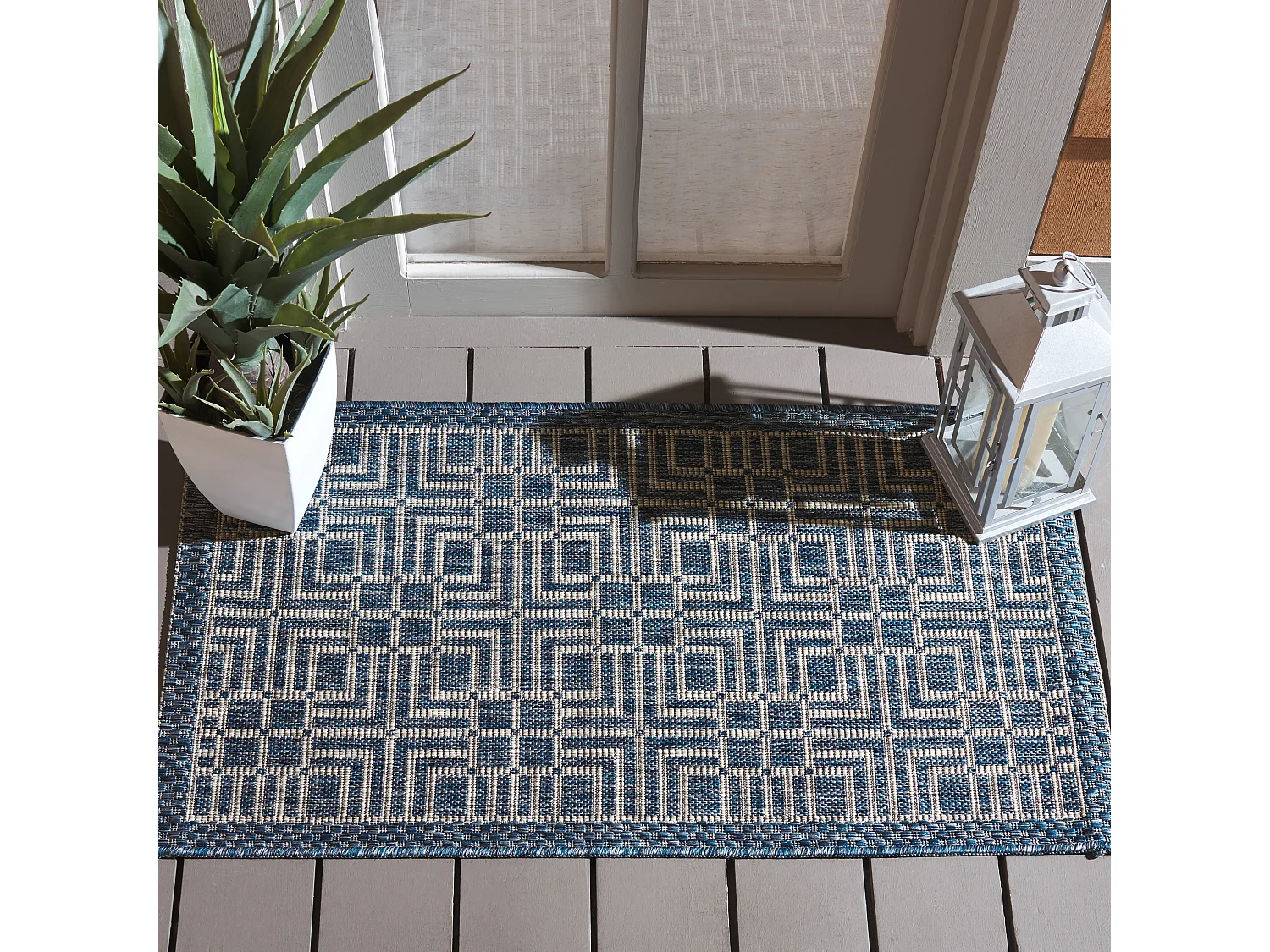 Tapis Bleu Marine/Gris 61 X 109 cm - Nantucket
