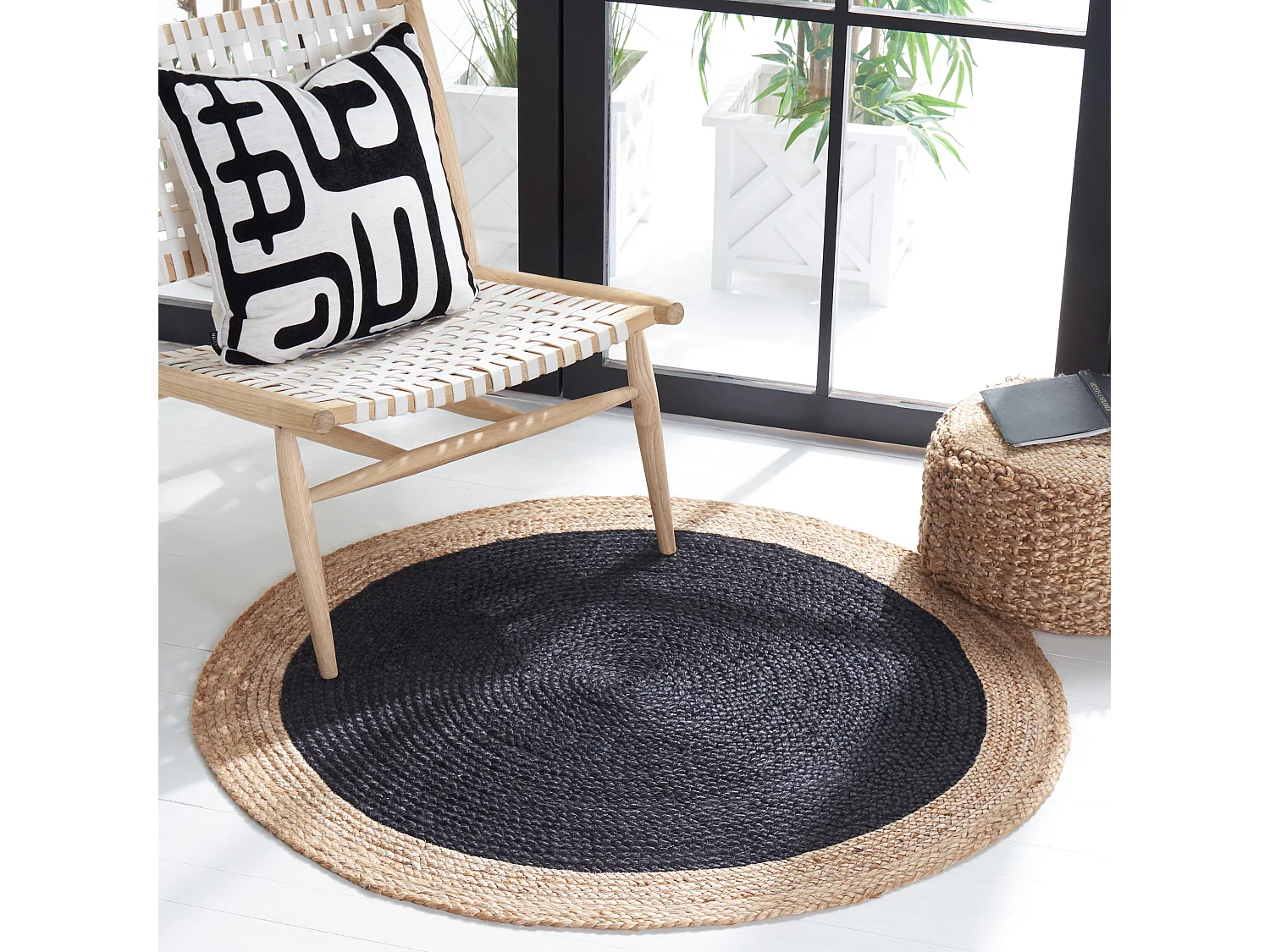 Tapis Noir/Naturel 122 X 122 cm - Aurelie