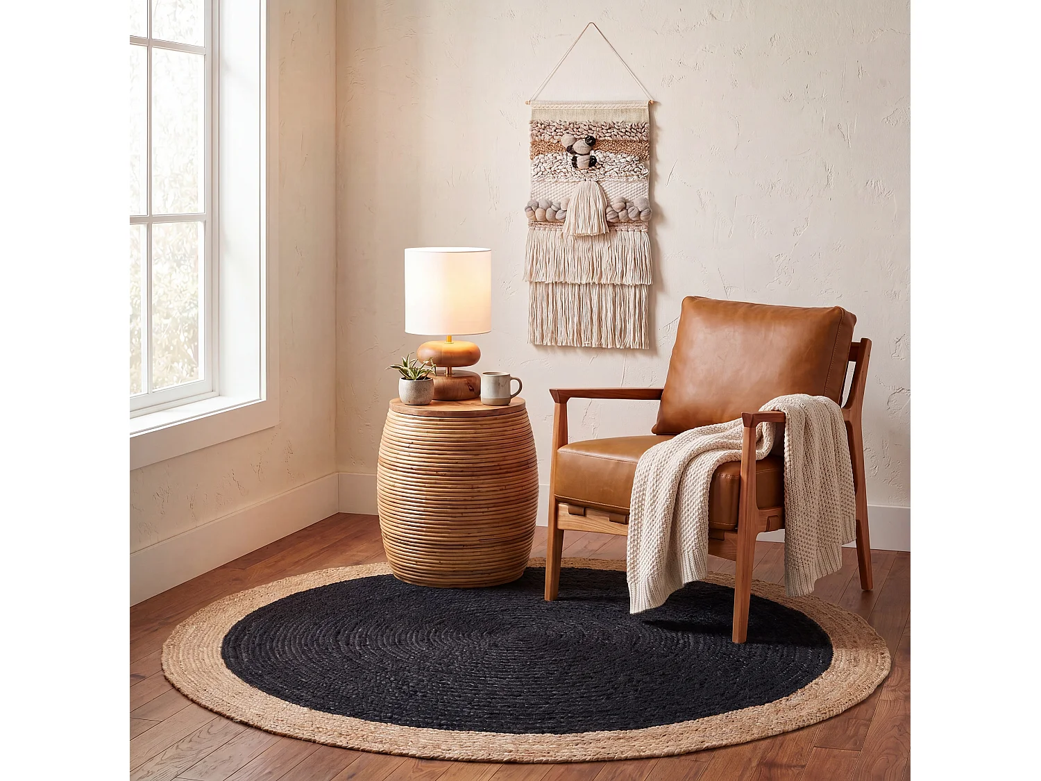 Tapis Noir/Naturel 122 X 122 cm - Aurelie