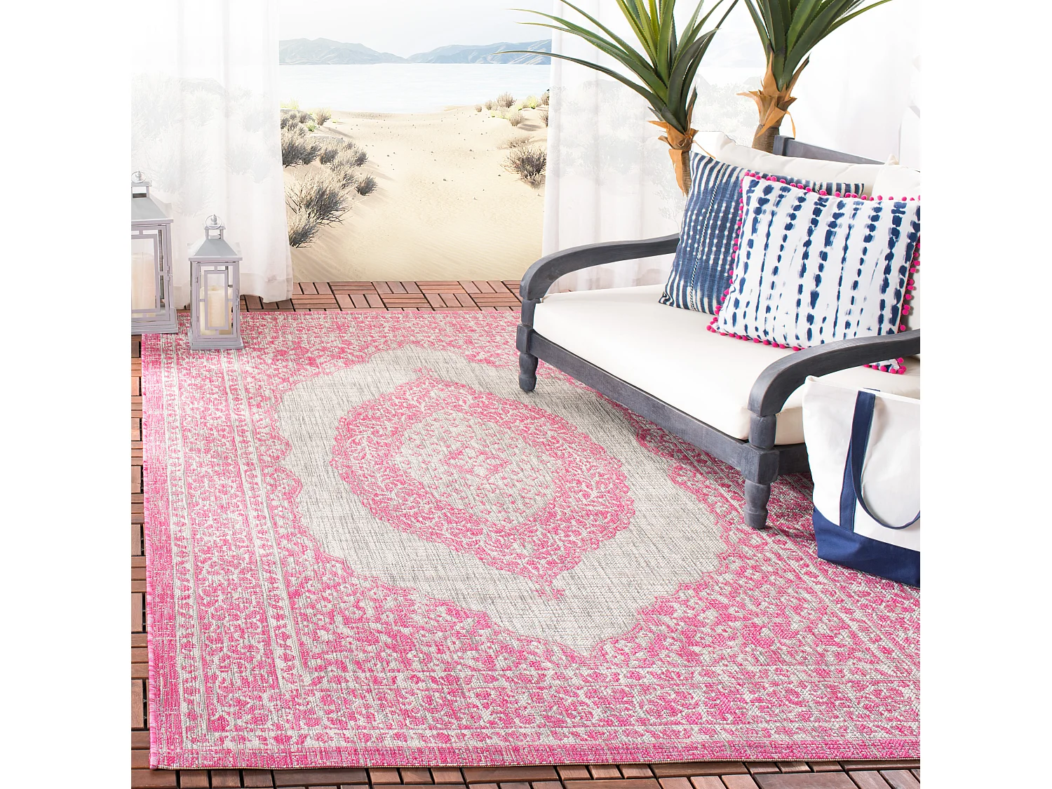 Tapis Gris/Rose 201 X 290 cm - Amira