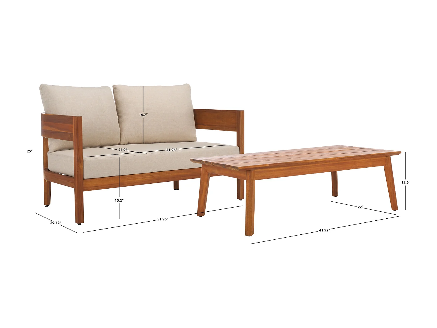 Ensemble d'extérieur Taupe 50 x 80 x 135 cm - Theo