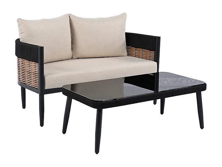 Ensemble d'extérieur Noir/Beige 110 x 55 x 40 cm - Harrison