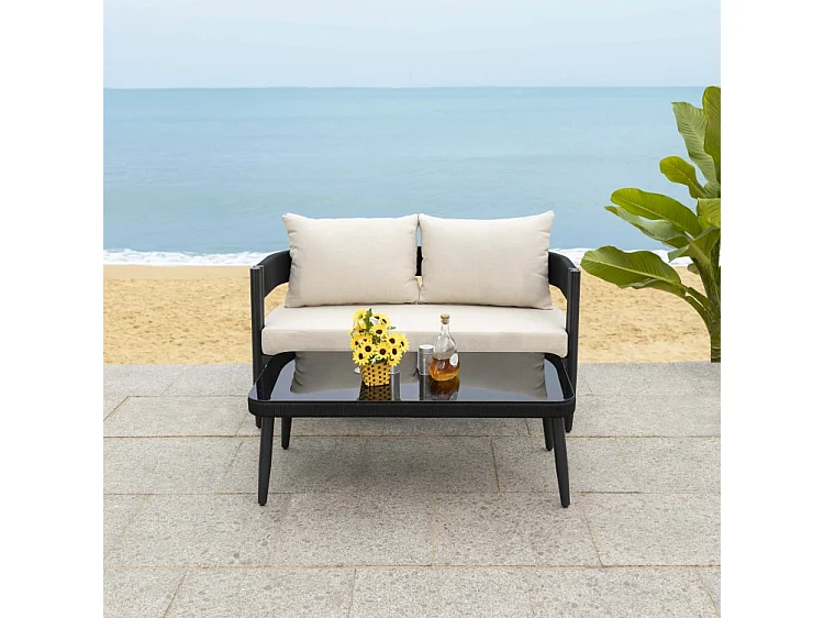 Ensemble d'extérieur Noir/Beige 55 x 75 x 140 cm - Viola