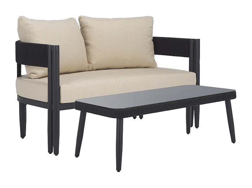 Ensemble d'extérieur Noir/Beige 55 x 75 x 140 cm - Viola