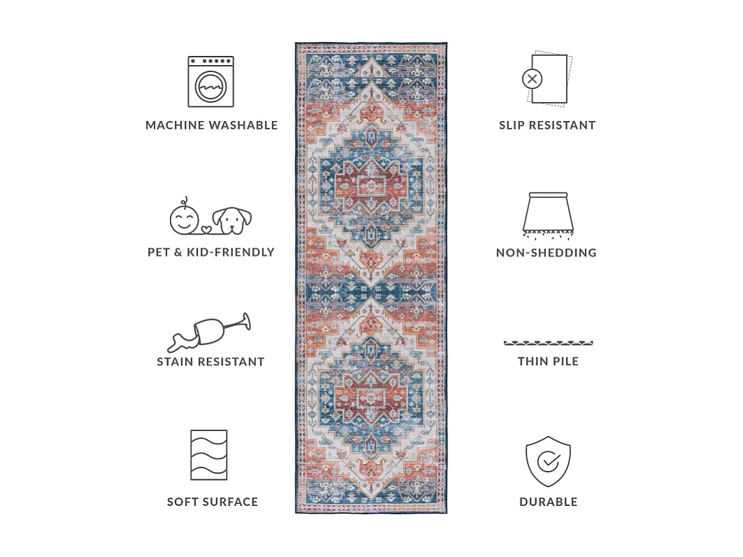 Tapis Bleu/Rouge 76 X 244 cm - Mirella