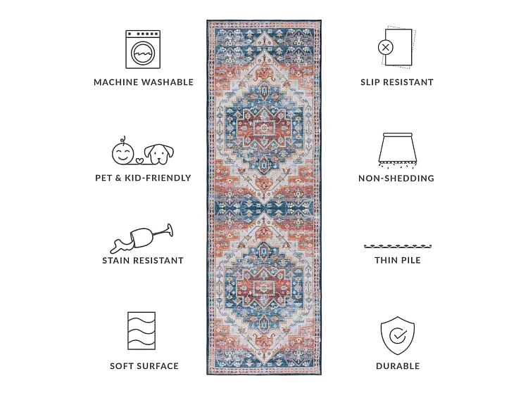 Tapis Bleu/Rouge 76 X 244 cm - Mirella