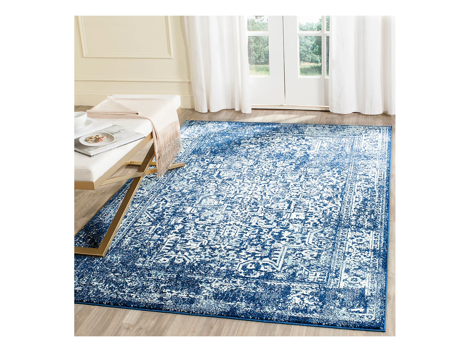 Tapis Bleu Marine/Neutre 201 X 274 cm - Aria