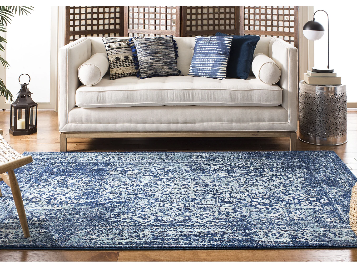 Tapis Bleu Marine/Neutre 201 X 274 cm - Aria