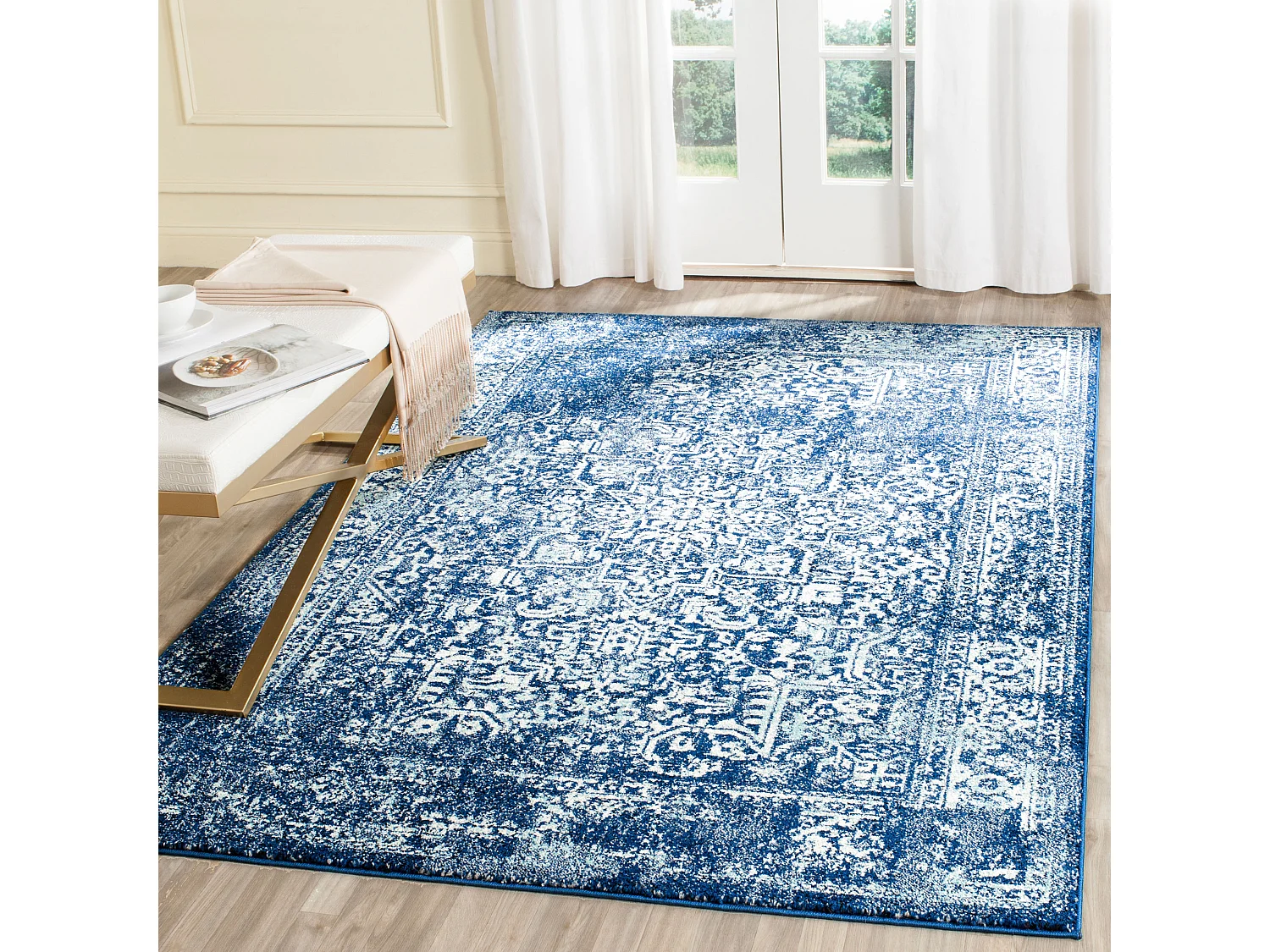 Tapis Bleu Marine/Neutre 201 X 274 cm - Aria