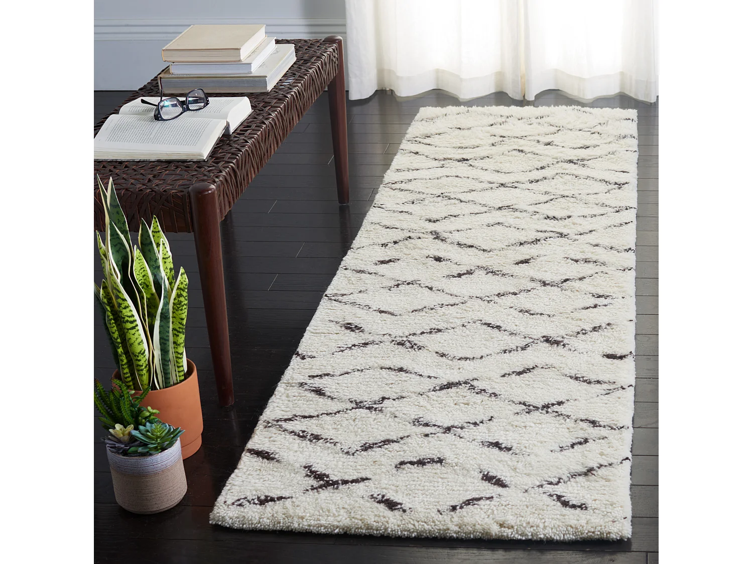 Tapis Blanc/Marron 69 X 244 cm - Cyrene