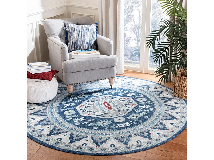 Tapis Bleu/Neutre 201 X 201 cm - Kara