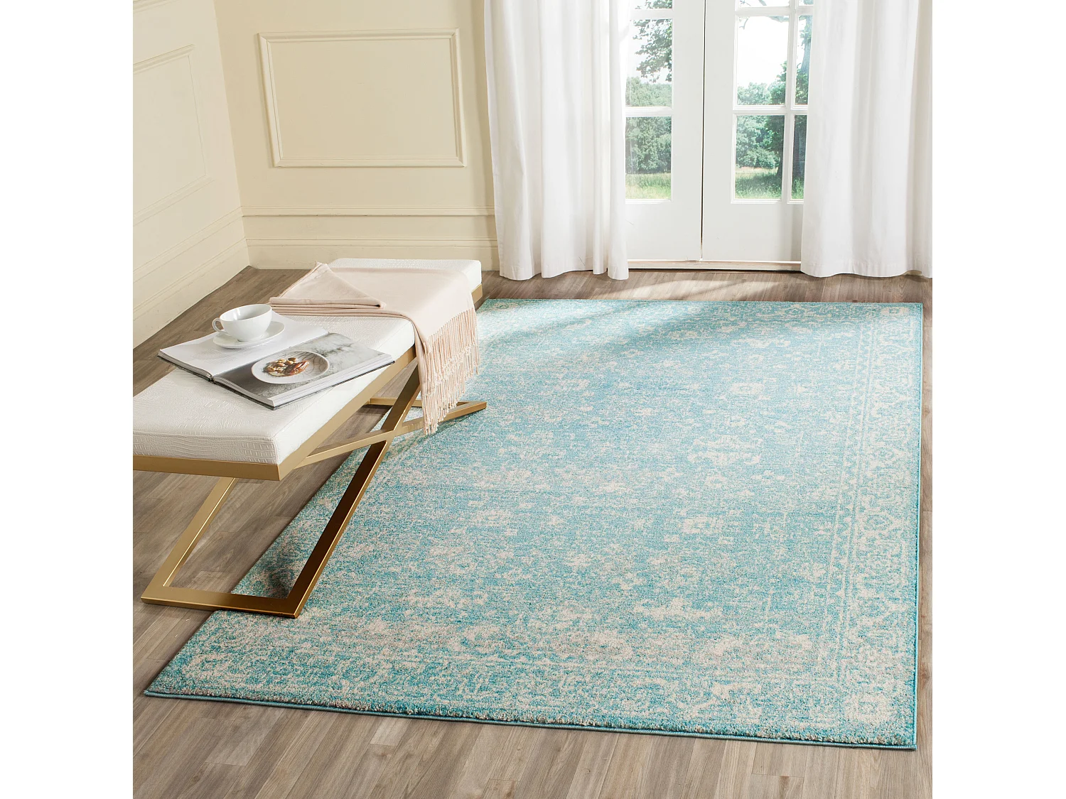Tapis Bleu/Neutre 155 X 229 cm - Rhea