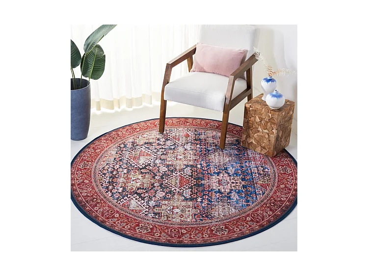 Tapis Bleu Marine/Rouille 183 X 183 cm - Zarah