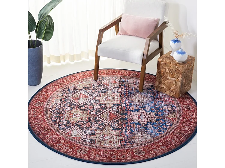 Tapis Bleu Marine/Rouille 183 X 183 cm - Zarah