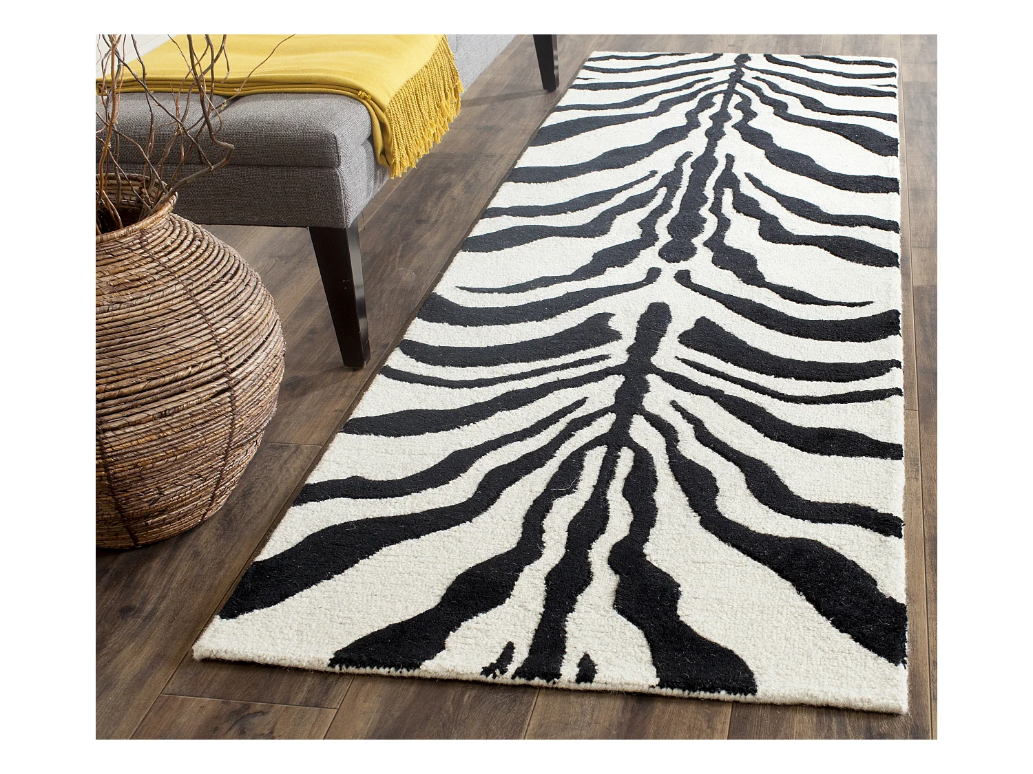Tapis Neutre/Noir 76 X 244 cm - Nahla