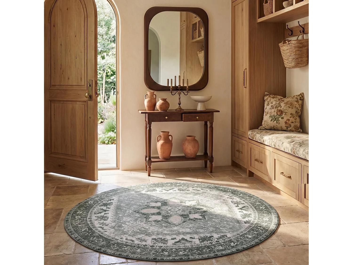 Tapis Vert Foncé/Beige 183 X 183 cm - Fawn