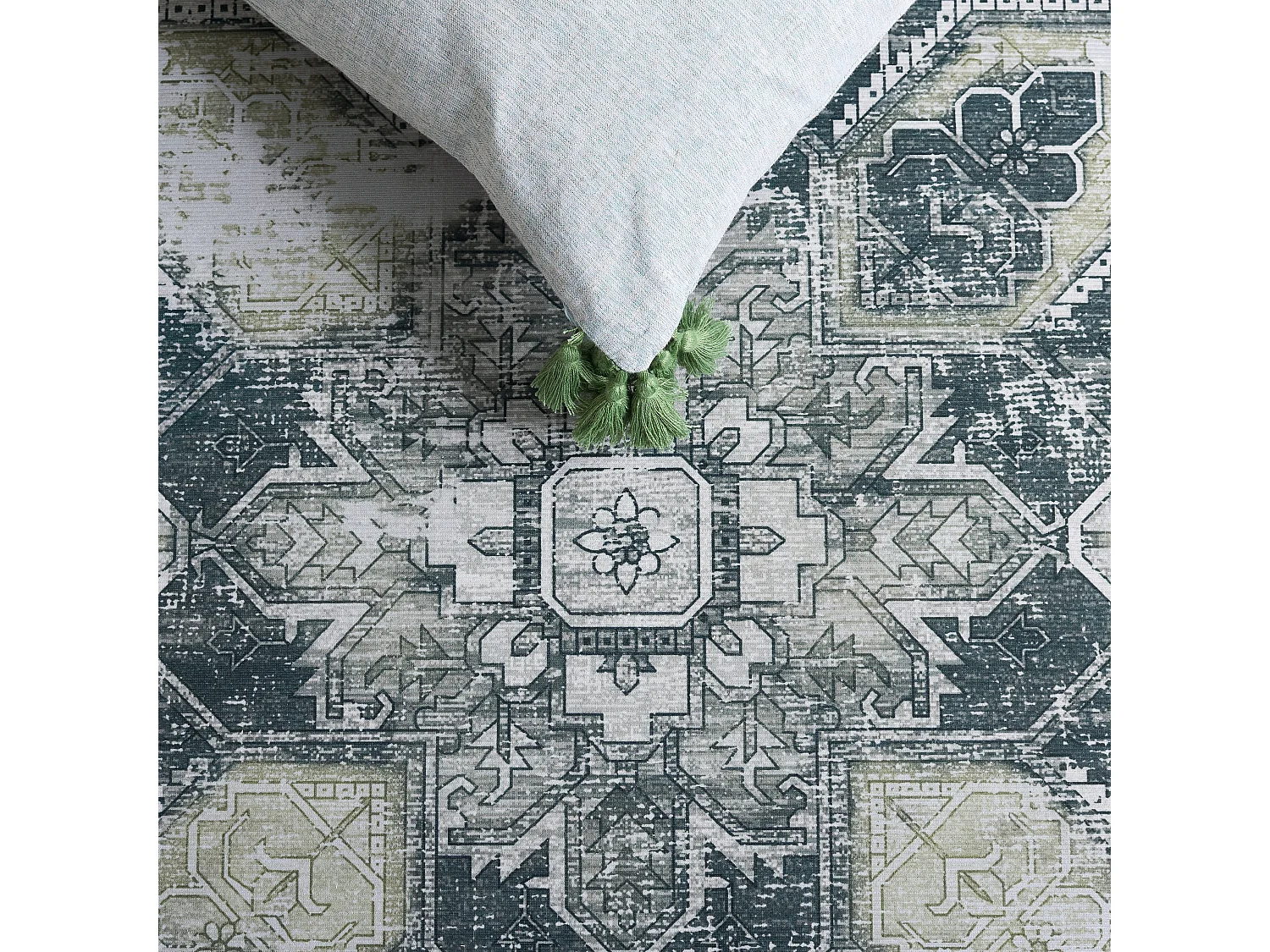 Tapis Vert Foncé/Beige 183 X 183 cm - Fawn