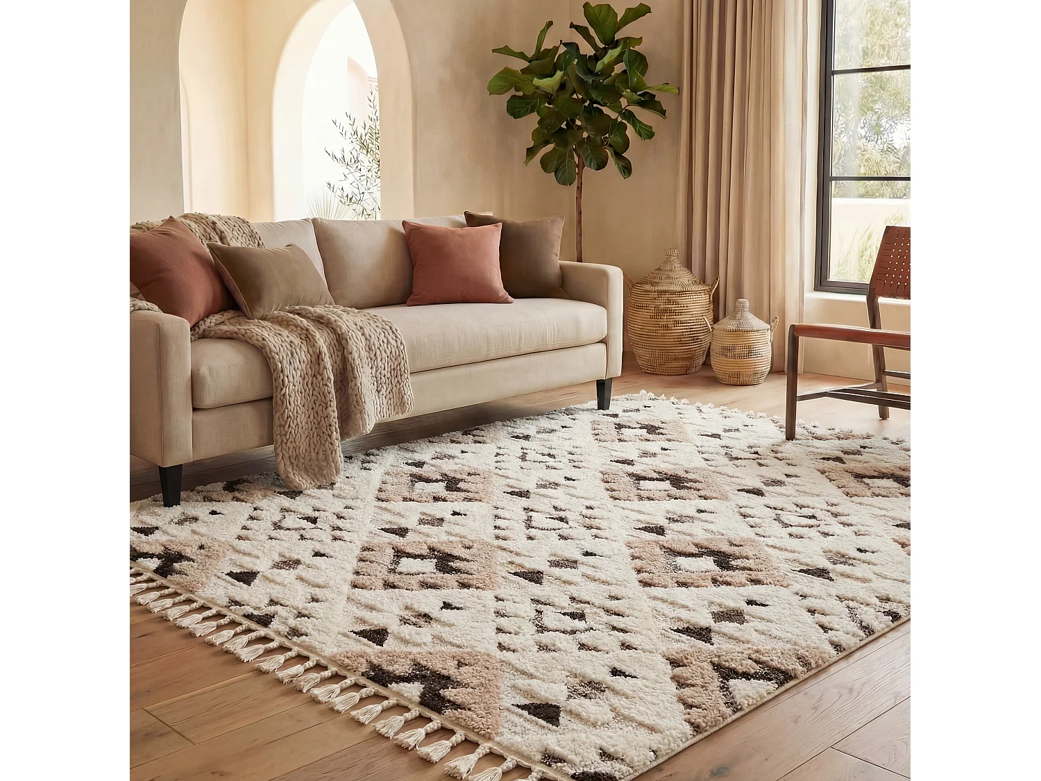 Tapis Ivoire/Marron 69 X 122 cm - Bianca