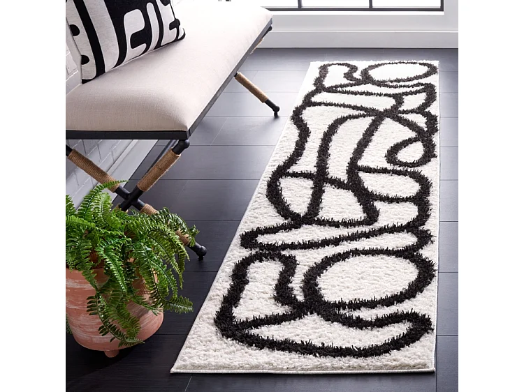 Tapis Ivoire/Noir 66 X 244 cm - Verena