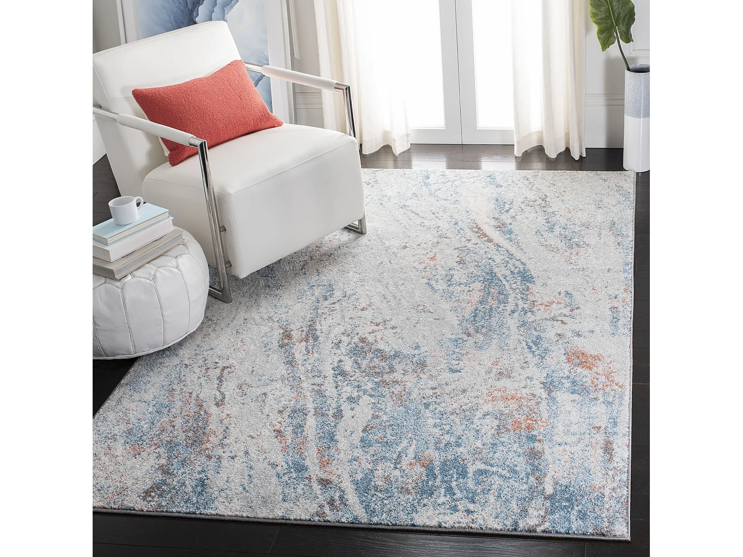Tapis Neutre/Bleu 61 X 91 cm - Katherine