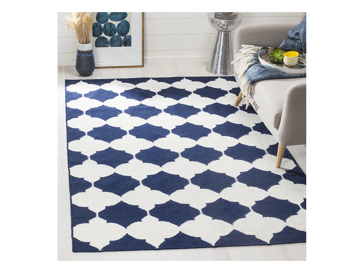 Tapis Bleu Marine/Neutre 152 X 244 cm - Tangier