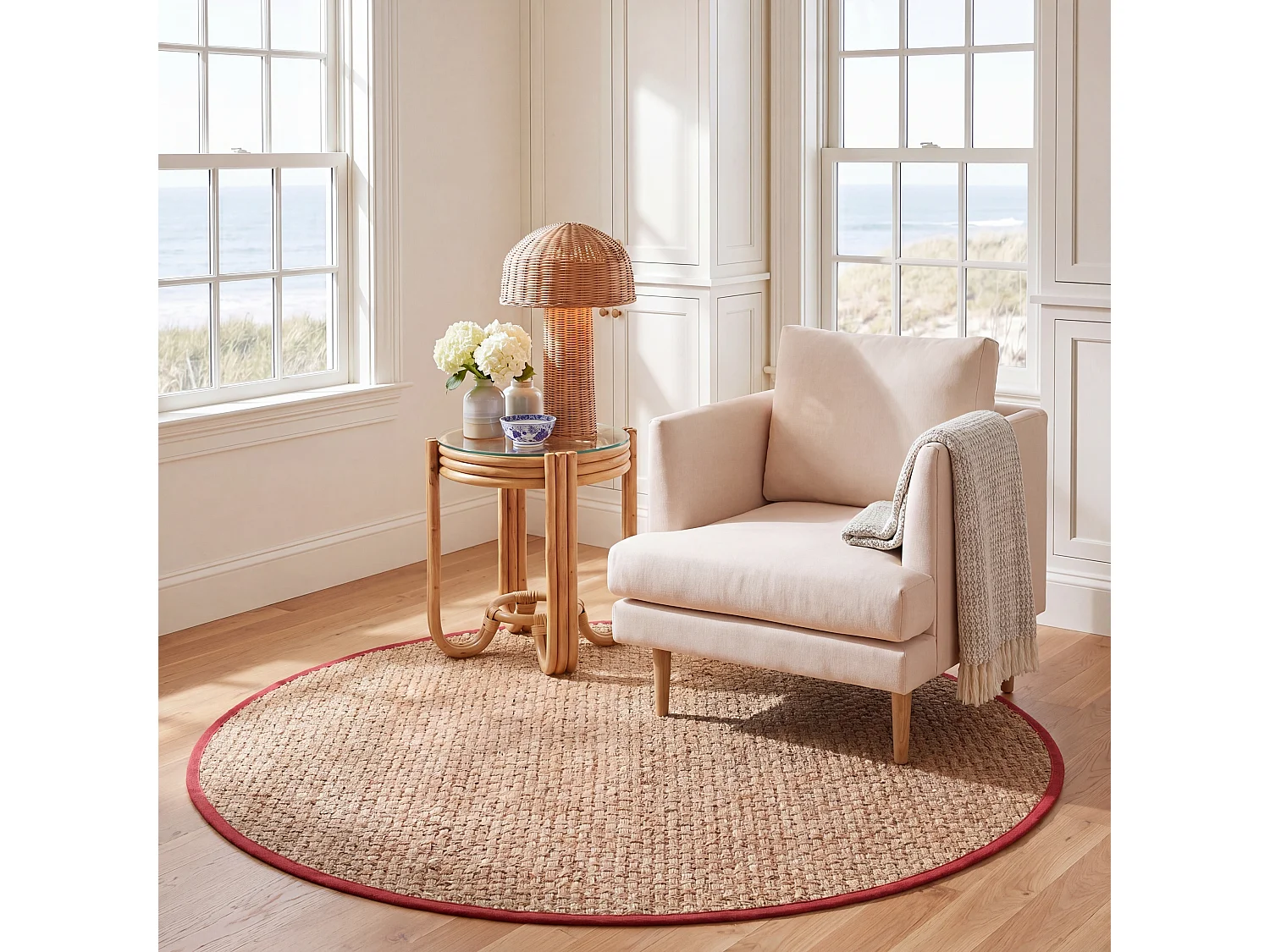 Tapis Beige/Rouge 183 X 183 cm - Roselyn