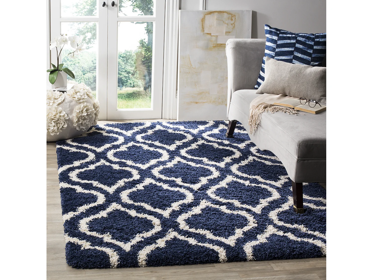 Tapis Bleu Marine/Neutre 122 X 183 cm - Mati