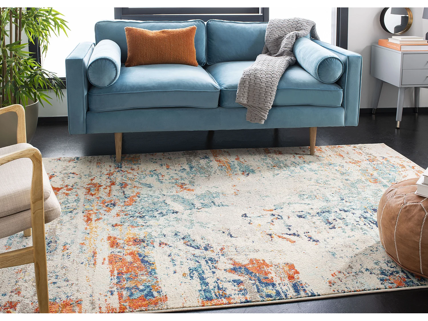 Tapis Neutre/Orange 160 X 229 cm - Mansie