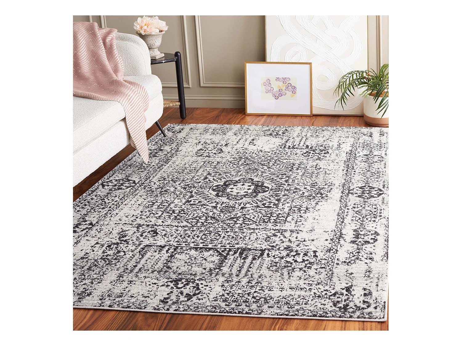 Tapis Neutre/Noir 155 X 229 cm - Carine