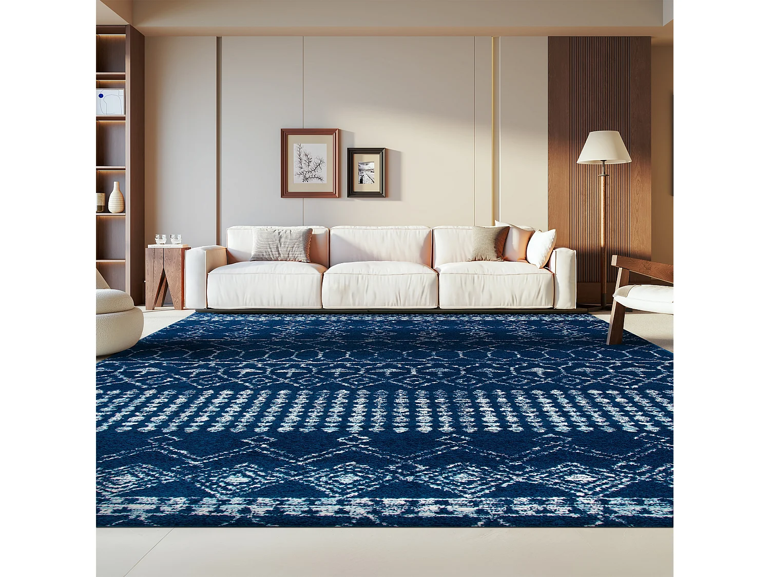 Tapis Bleu Marine/Neutre 91 X 152 cm - Harmony