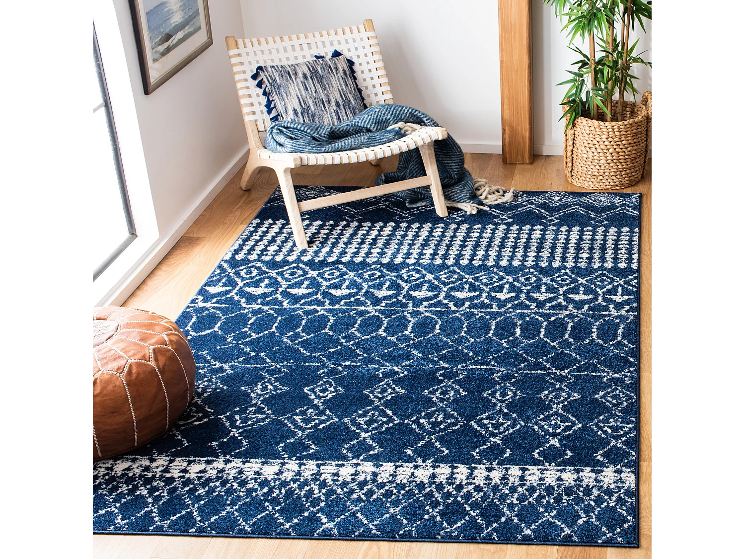 Tapis Bleu Marine/Neutre 91 X 152 cm - Harmony