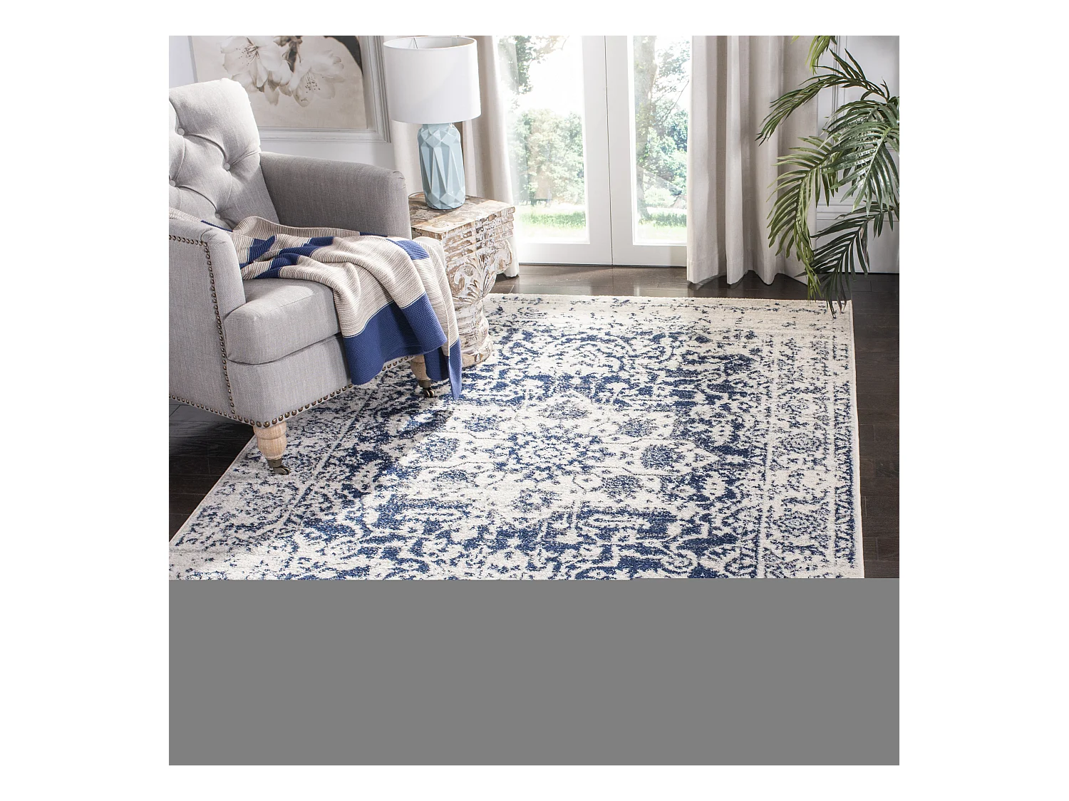 Tapis Neutre/Bleu Marine 201 X 279 cm - Merryl