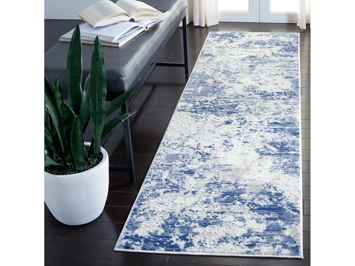 Tapis Marine/Gris 66 X 122 cm - Rhiannon