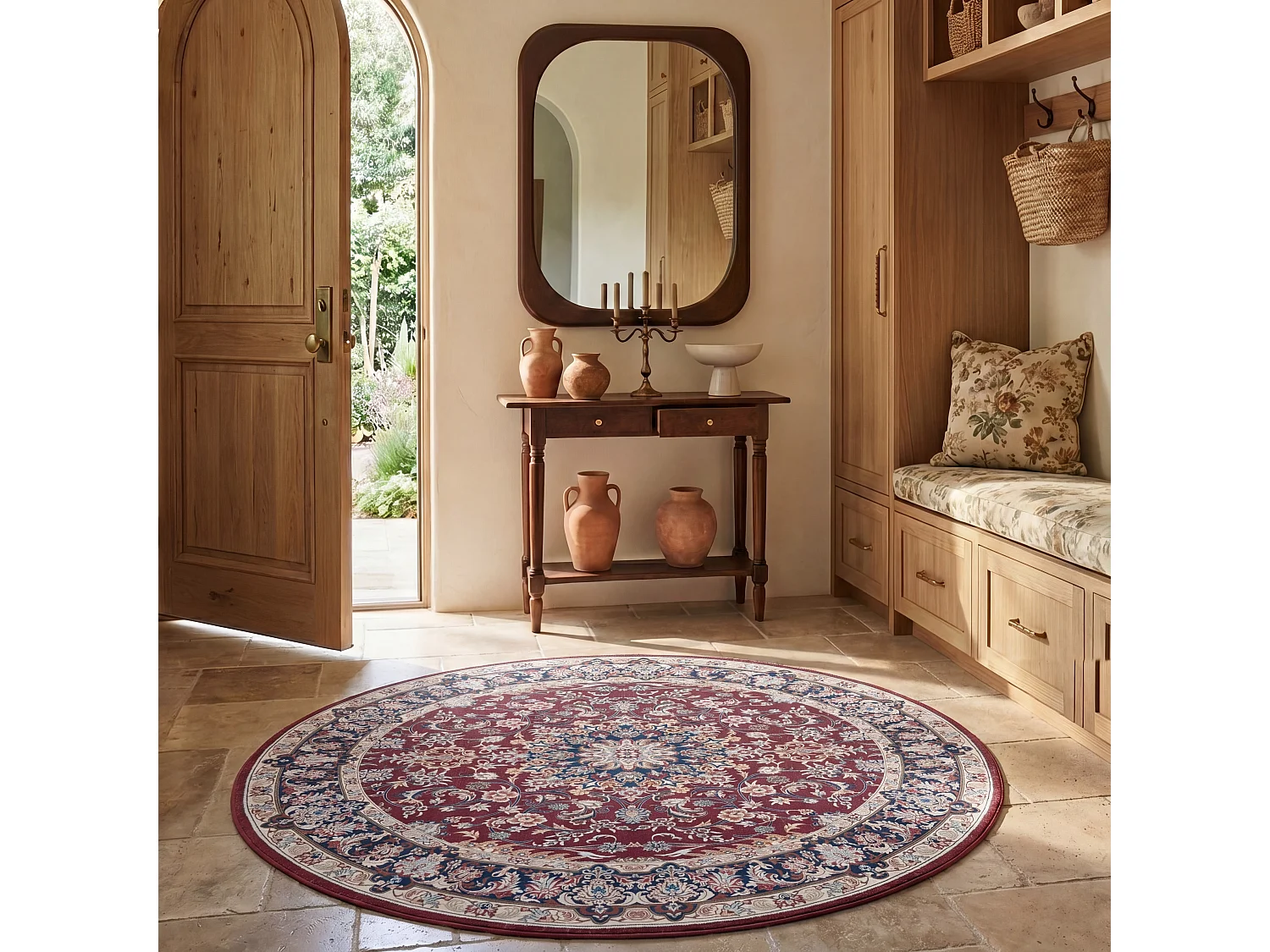Tapis Rouge/Bleu Marine 183 X 183 cm - Serenade