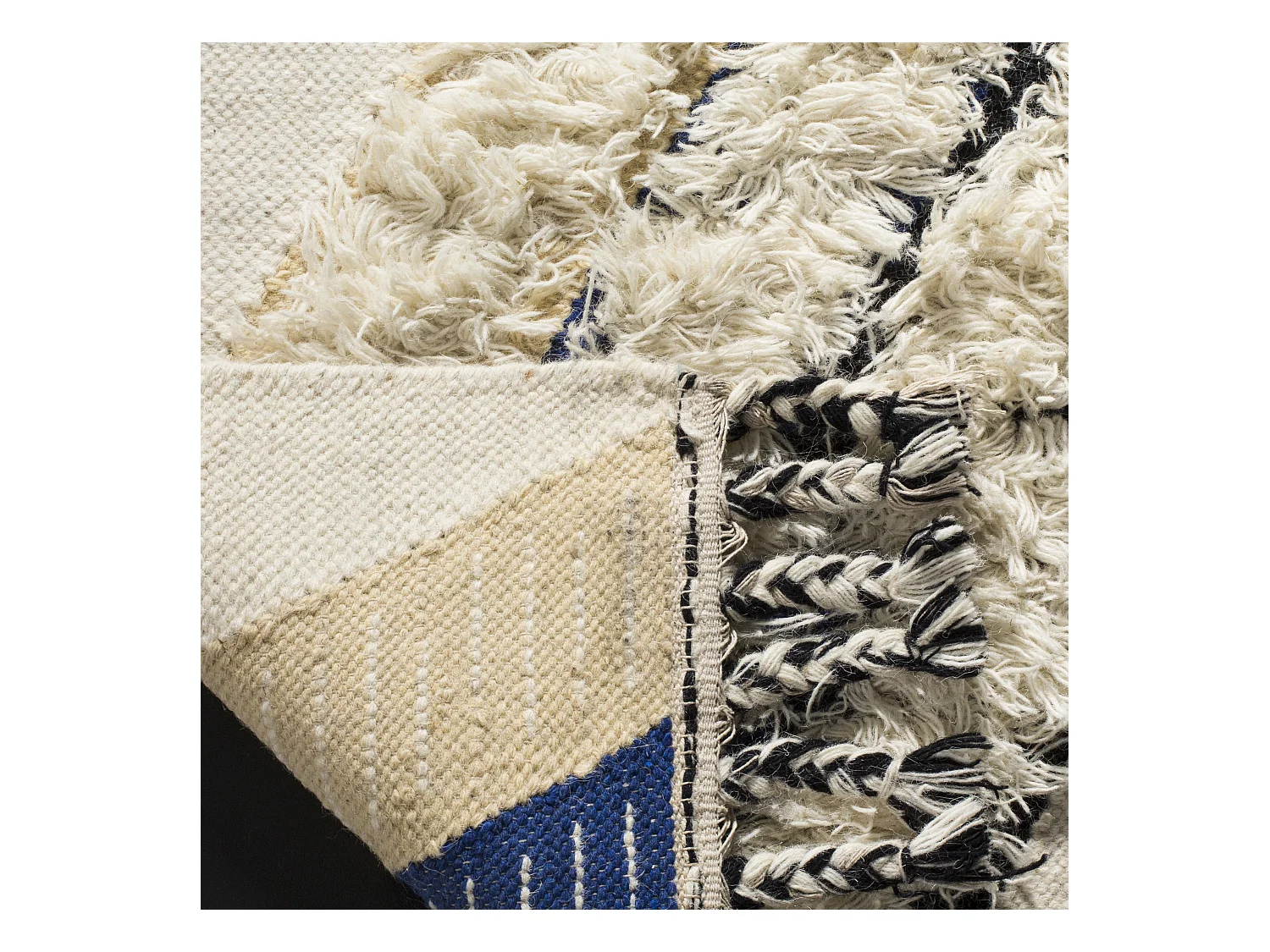 Tapis Neutre/Noir/Bleu 152 X 244 cm - Alena