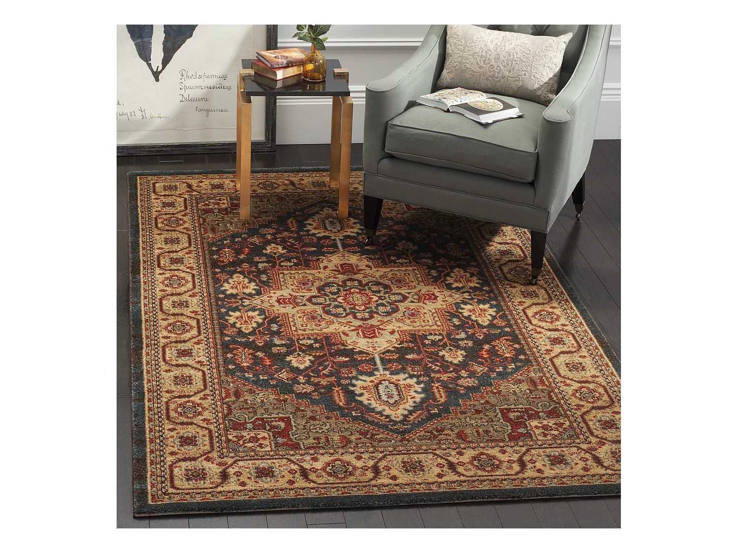 Tapis Bleu Marine/Neutre 201 X 279 cm - Sariel