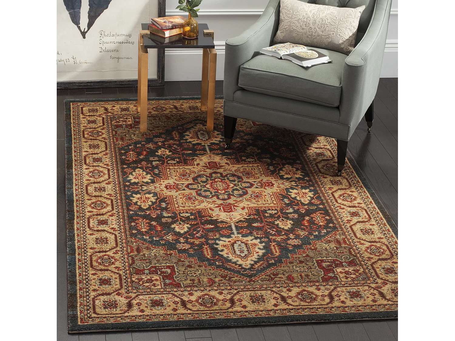 Tapis Bleu Marine/Neutre 201 X 279 cm - Sariel