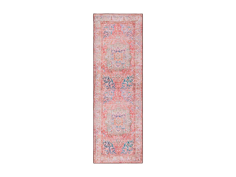 Tapis Rose/Crème 76 X 244 cm - Fleur