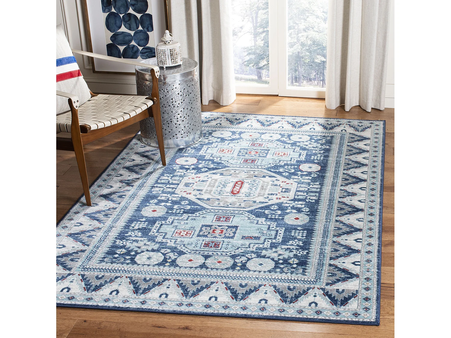 Tapis Bleu/Neutre 122 X 183 cm - Kara