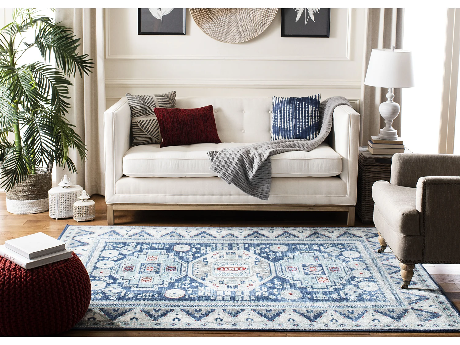 Tapis Bleu/Neutre 122 X 183 cm - Kara