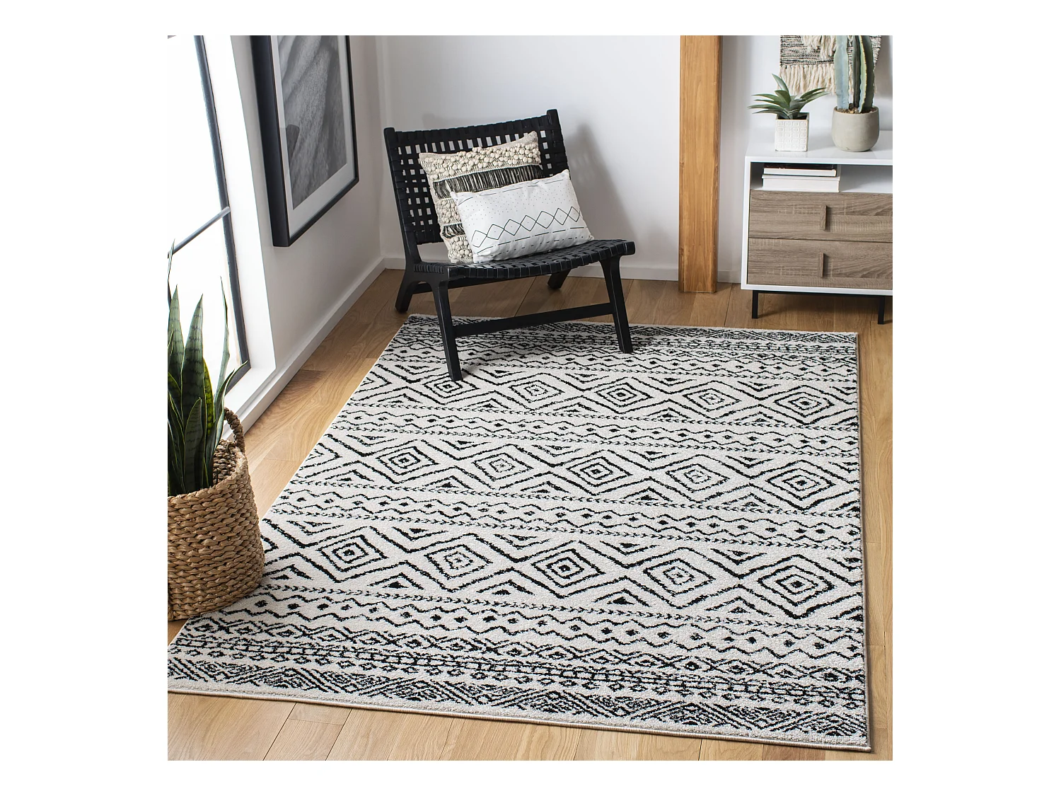 Tapis Neutre/Noir 160 X 229 cm - Makayla