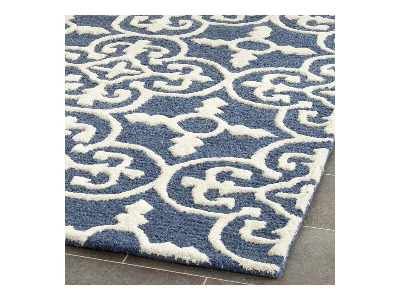 Tapis Bleu Marine/Neutre 91 X 152 cm - Meryll