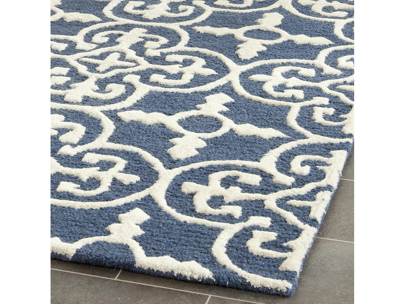Tapis Bleu Marine/Neutre 91 X 152 cm - Meryll