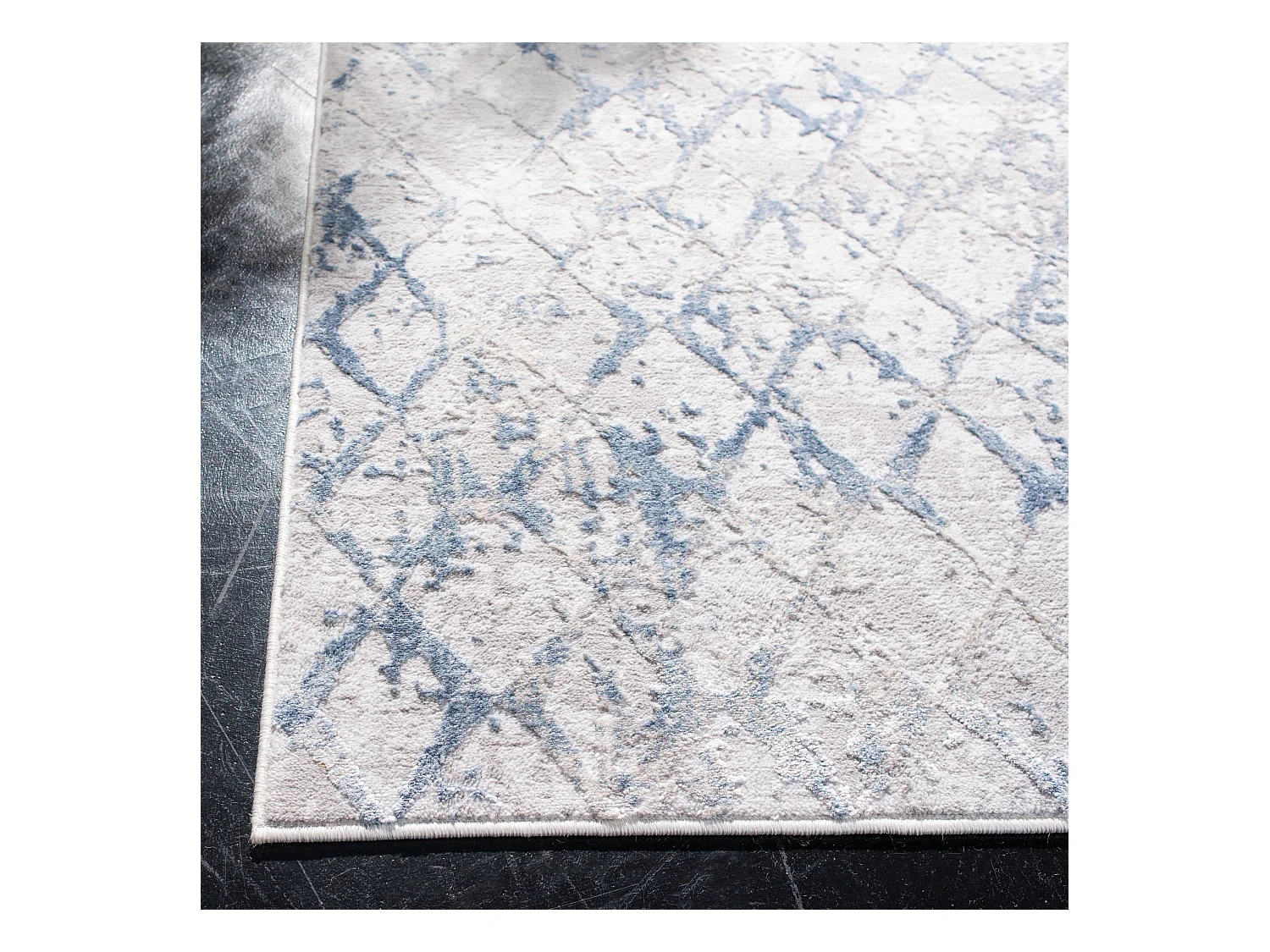 Tapis Gris clair/Bleu 66 X 183 cm - Léa