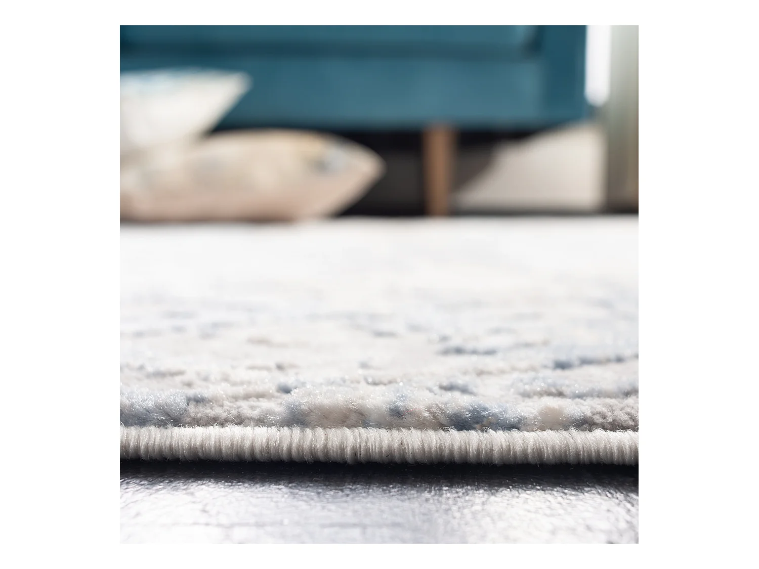 Tapis Gris clair/Bleu 66 X 183 cm - Léa