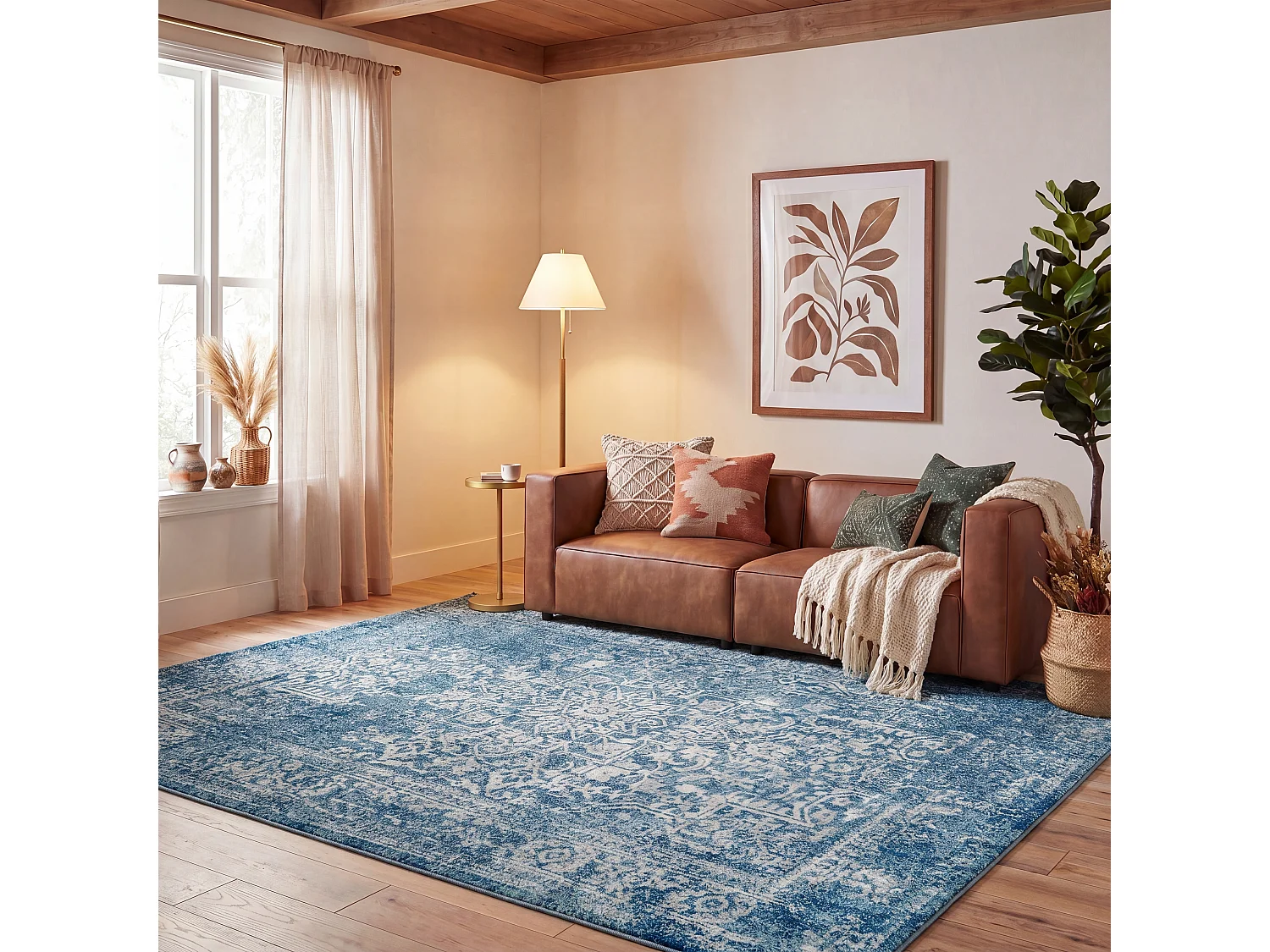Tapis Bleu/Neutre 122 X 183 cm - Aria
