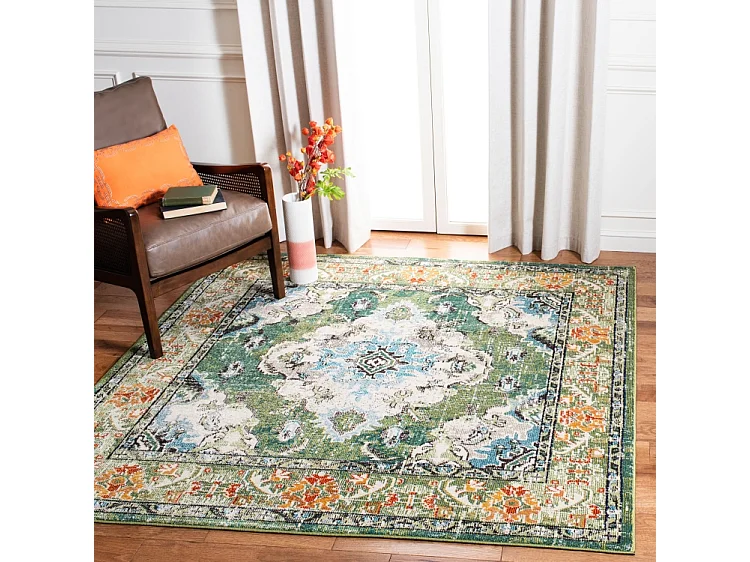 Tapis Vert forêt/Bleu clair 235 x 235 cm - Milà